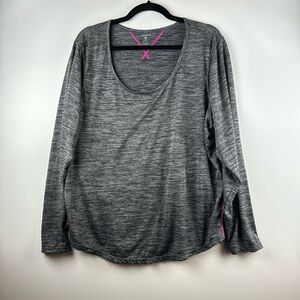 LAYERS ATHLETIC TOP SZ 3X EUC long sleeves grey with hot pink accents quick dry
